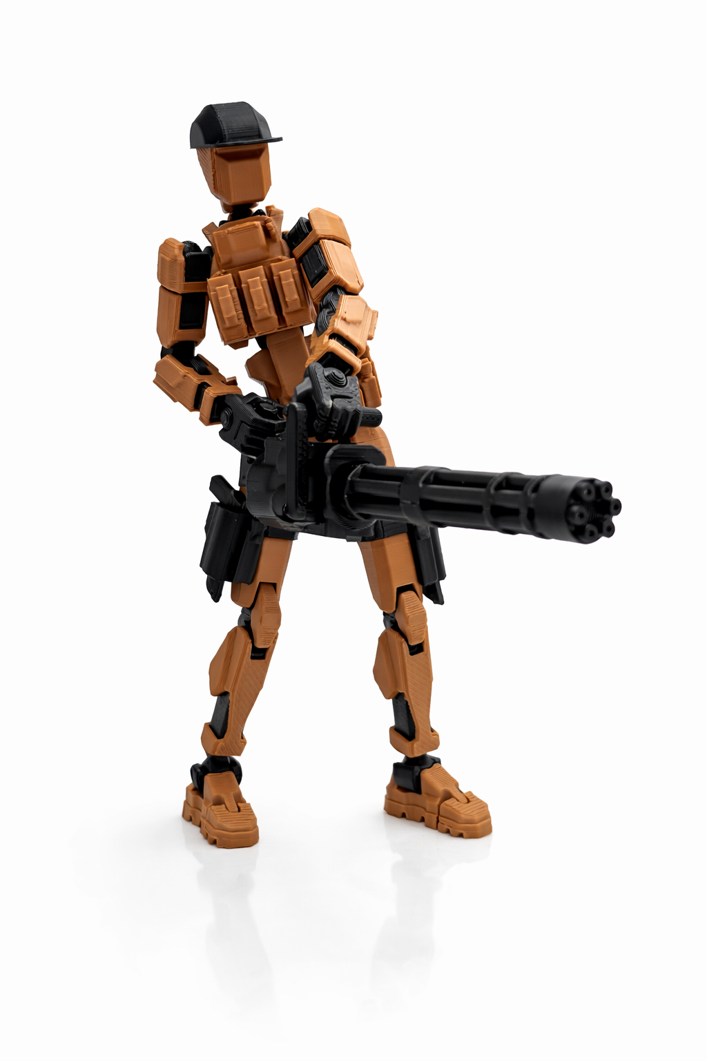 Military Soldier Dummy 13 Robot Action Figure with Weapons, Brown and Black, 5.25 Inch, Articulated Joints, Plastic, Modern Robot Theme