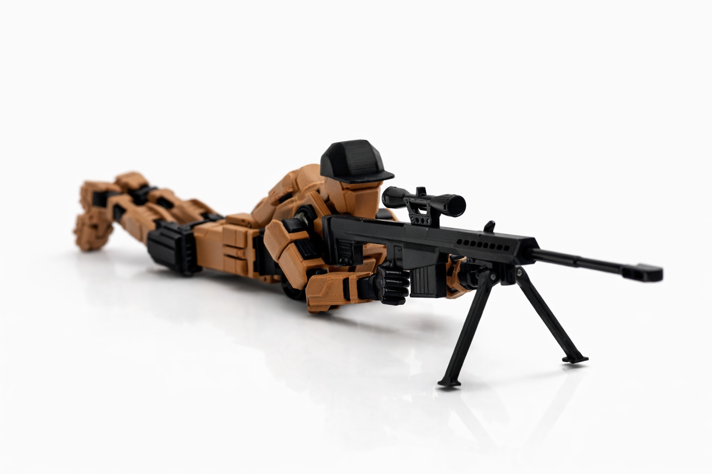 Military Soldier Dummy 13 Robot Action Figure with Weapons, Brown and Black, 5.25 Inch, Articulated Joints, Plastic, Modern Robot Theme