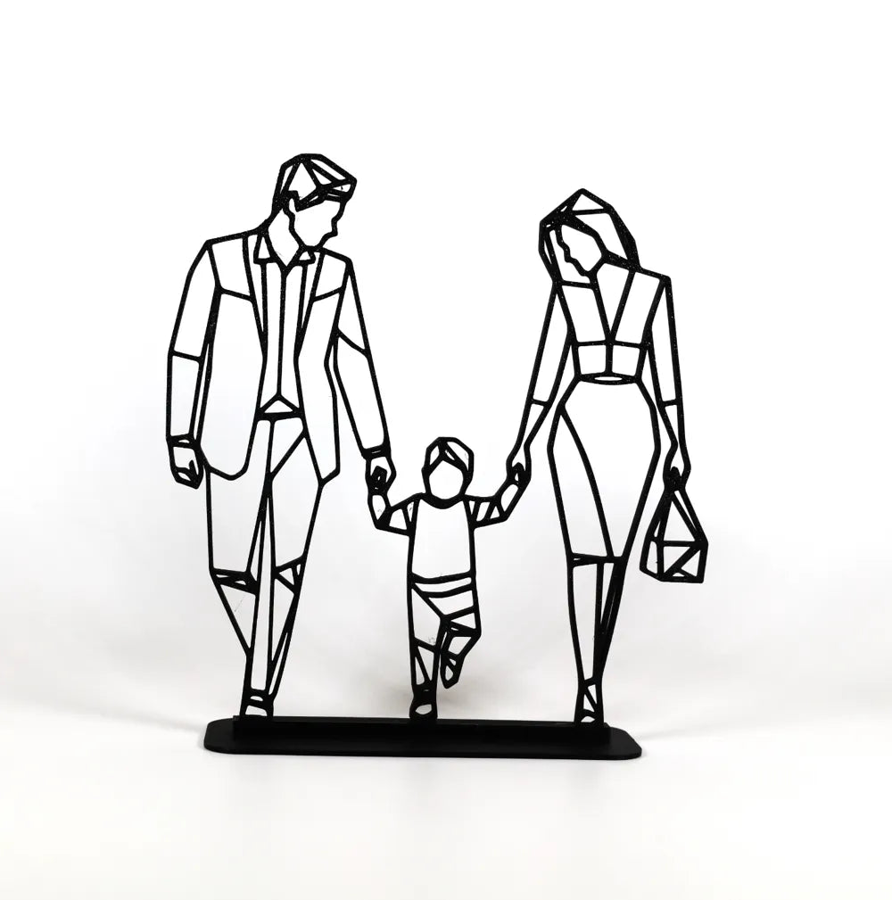 Geometric Low Poly Couple With Child