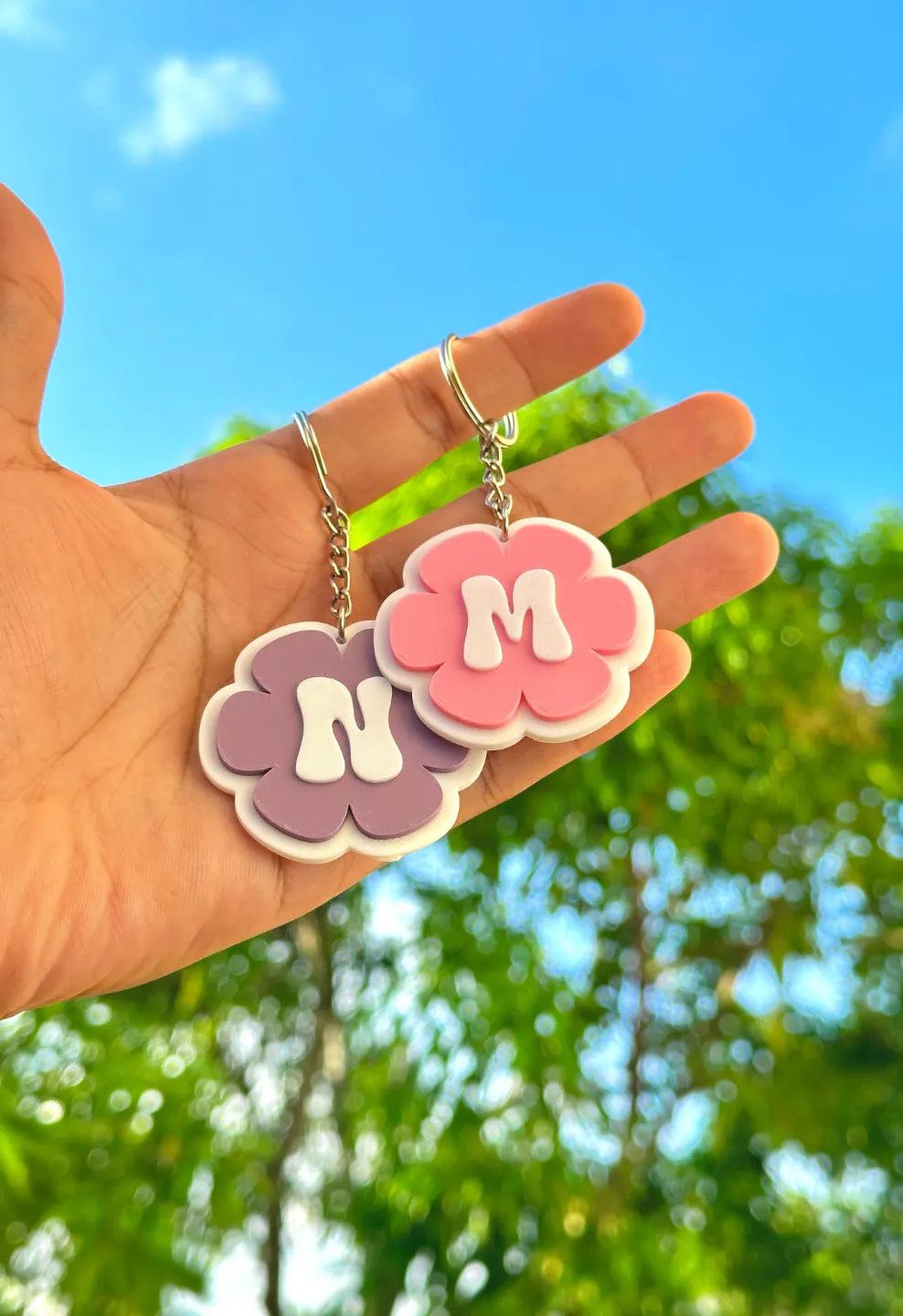Flower Initial Keychains