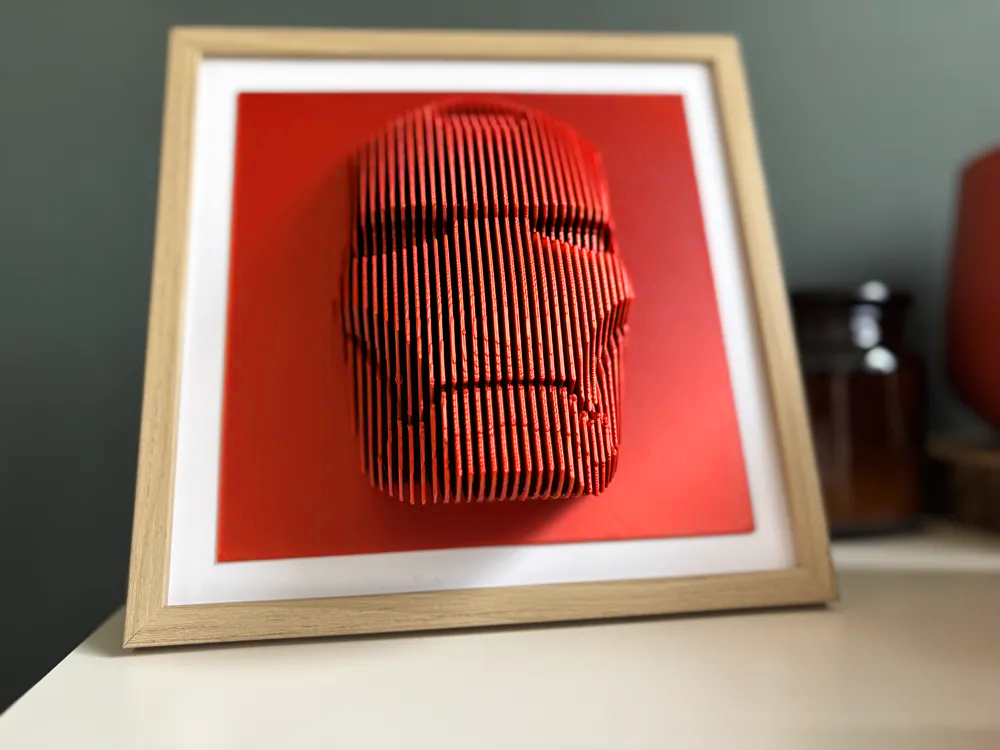 Ironman helmet layered sculpture