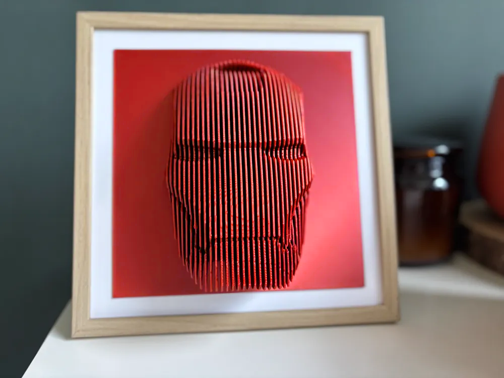 Ironman helmet layered sculpture