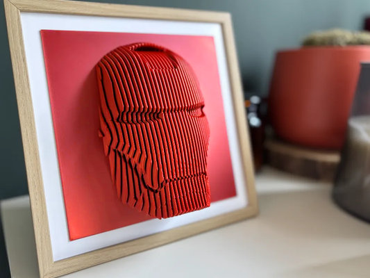 Ironman helmet layered sculpture