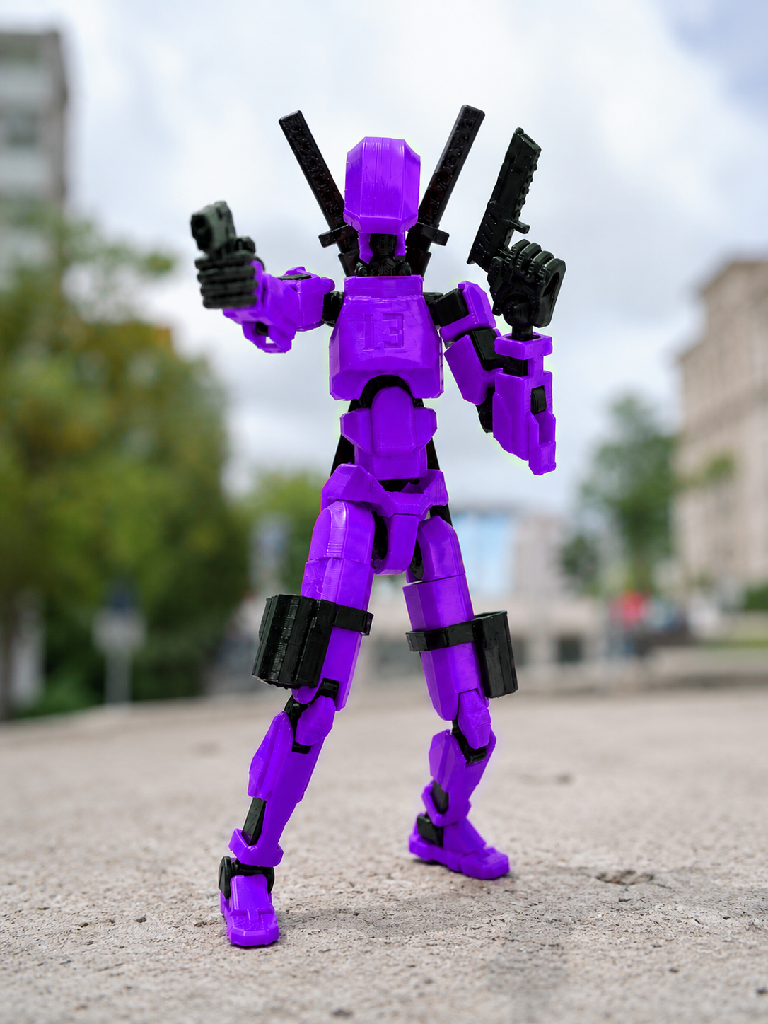 (Assembly Completed) Dummy 13 Action Figure | with Weapons| Assembly Completed | 3D Printed (Purple)