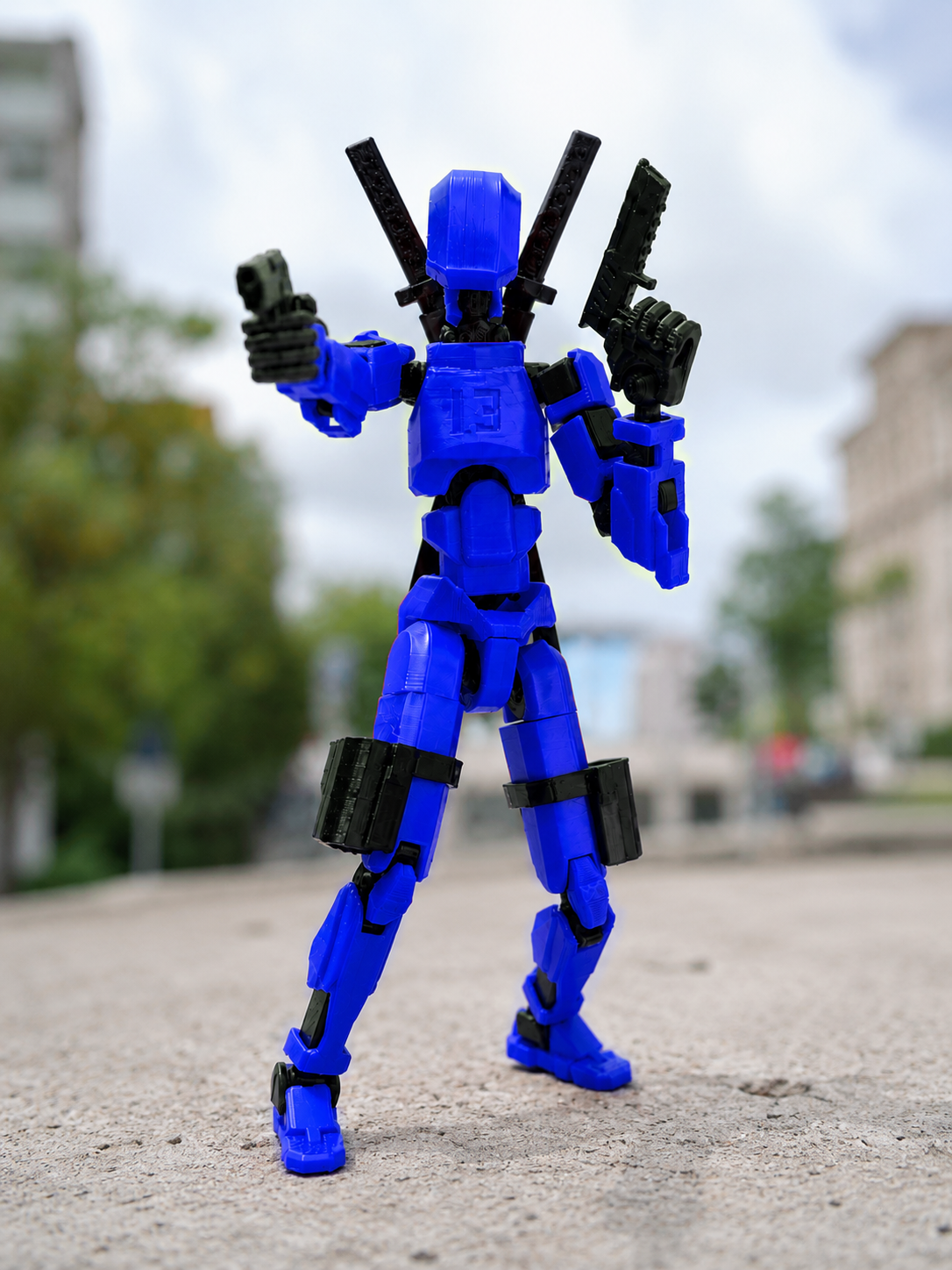 (Assembly Completed) Dummy 13 Action Figure | with Weapons| Assembly Completed | 3D Printed (Blue)