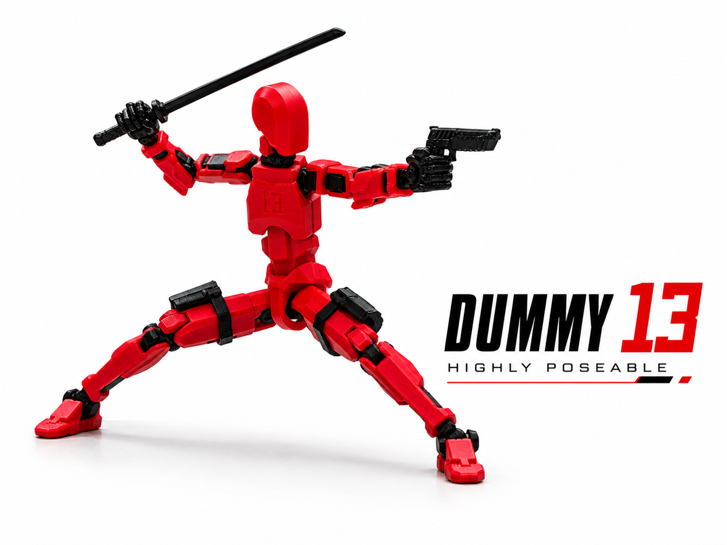 (Assembly Completed) Dummy 13 Action Figure | with Weapons| Assembly Completed | 3D Printed (Red)