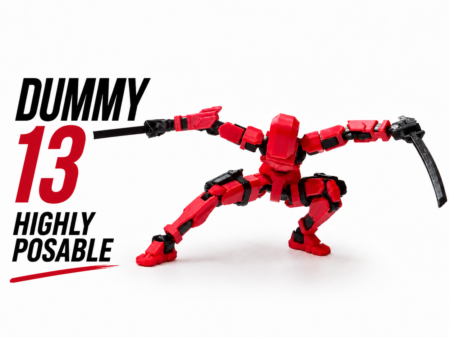 (Assembly Completed) Dummy 13 Action Figure | with Weapons| Assembly Completed | 3D Printed (Red)