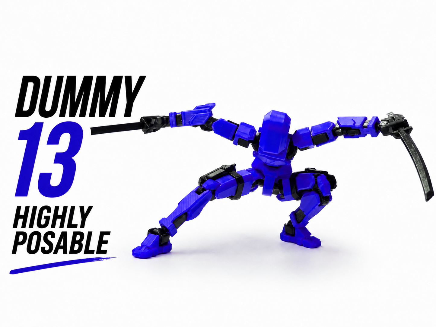 (Assembly Completed) Dummy 13 Action Figure | with Weapons| Assembly Completed | 3D Printed (Blue)