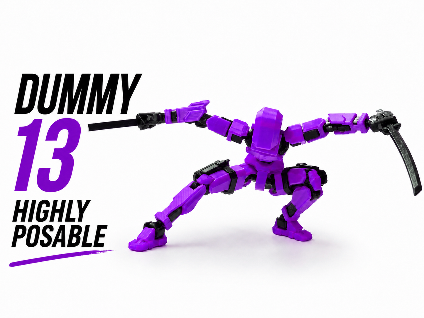 (Assembly Completed) Dummy 13 Action Figure | with Weapons| Assembly Completed | 3D Printed (Purple)