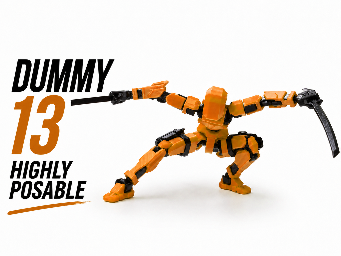(Assembly Completed) BHOOTIA Dummy 13 Action Figure | with Weapons| Assembly Completed | 3D Printed (Orange)