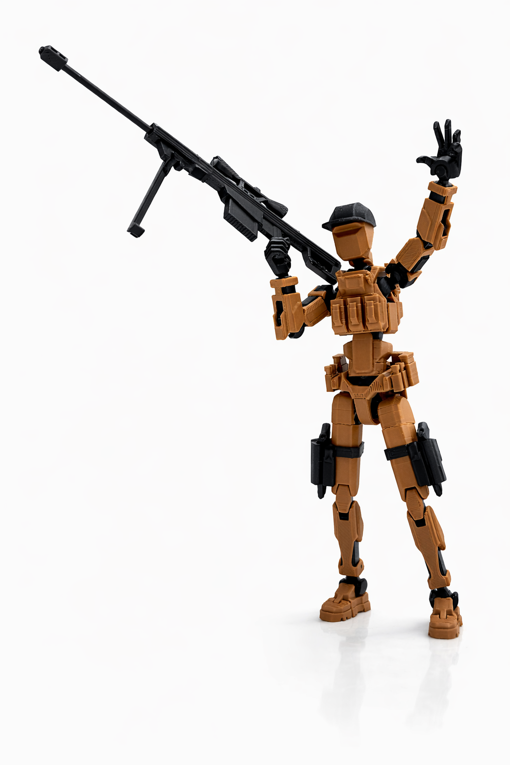Military Soldier Dummy 13 Robot Action Figure with Weapons, Brown and Black, 5.25 Inch, Articulated Joints, Plastic, Modern Robot Theme